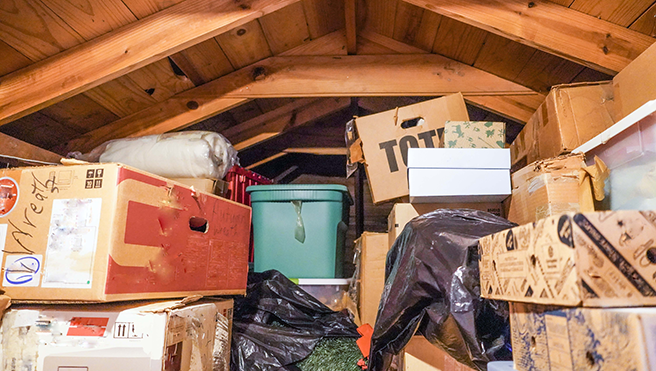 An attic full of boxes.